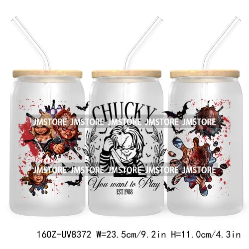 Spooky Vibes Coffee 16OZ UV DTF Cup Wrap Transfers Stickers Custom Labels Durable Waterproof Logo For Libbey Glass Can Halloween