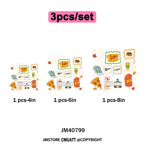 Autumn Festival Fall Season Stars Movie Girls Town Book Lover Iron on Washable DTF Transfers Stickers Ready to Press for Hoodies