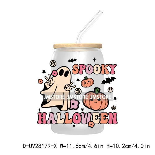 Spooky Ghost Boo Halloween Tis The Season UV DTF Transfer Stickers Decals For Libbey Cold Cup Mugs Tumbler Waterproof Book Ghoul