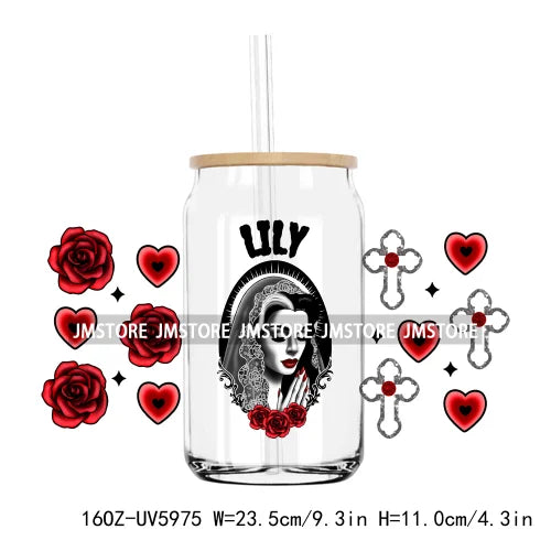 Latina Culture Cartoon Girls 16OZ UV DTF Cup Wrap Transfers Stickers Custom Labels Durable Waterproof Logo For Libbey Glass Can