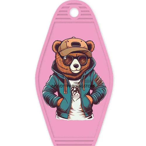 Hustle Hard Dope Bear High Quality WaterProof UV DTF Sticker For Motel Hotel Keychain Cartoon Bunny Animals