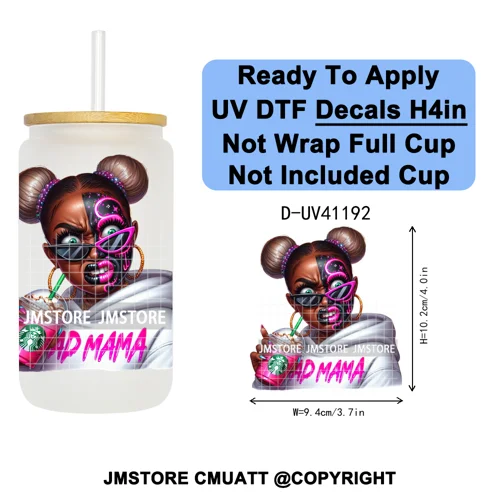 Bad Mama Killers Mom Halloween UV DTF Decals Ready To Apply Waterproof Transfer Stickers DIY Crafts For 16OZ Libbey Glass Can