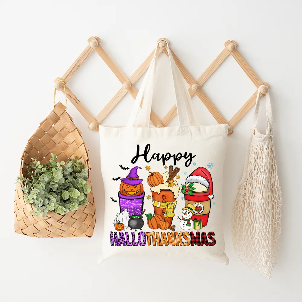 Eat Drink And Be Thankful Hallothanksmas Decals Santa Gnome Coffee Cup Animal Pumpkin Iron On DTF Transfer Sticker For Clothing