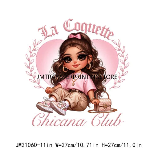 Chicana Religiosa Rose Gold Chola Chingona Bendecida Designs In My Coquette Era Homegirls DTF Transfer Stickers For Hoodies Bags