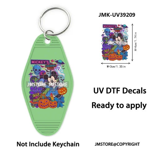 Horror Pumpkin Halloween Cartoon UV DTF Motel Keychain Decal Ready To Ship Durable Transfer Stickers Prints For Hotel Keychain