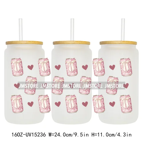 Coquette Soda Can Fruit Drink 16OZ UV DTF Cup Wraps Ready To Apply Waterproof Transfer Stickers For Libbey Glass Can Tumblers