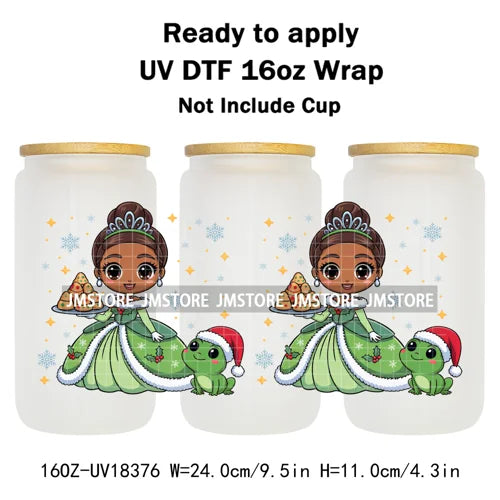Girly Cartoon Princess Christmas Animals UV DTF Stickers Ready To Apply Cup Wrap Waterproof Logo For Libbey Glass Can Tumbler