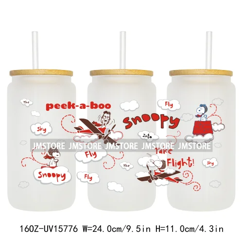 Retro Puppy Cartoon Best Friends 16OZ UV DTF Cup Wraps Ready To Apply Waterproof Transfer Stickers For Libbey Glass Can Tumbler