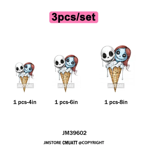 Scary Halloween Popsicles Horror Movie Killers Character Iron on DTF Washable Transfers Stickers Ready to Press for Textile Bags