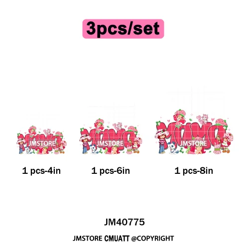 Best Friends Birthday Cute Little Berry Girl Coquette Character Design Iron on DTF Transfers Stickers Ready to Press for Textile