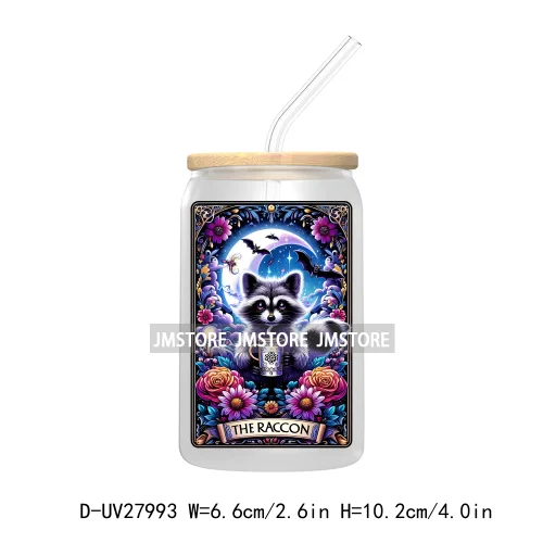 Cute Ghost Tarot Card Halloween UV DTF Transfer Stickers Decals For Libbey Cold Cups Mugs Tumbler Waterproof Craft Spooky Vibes