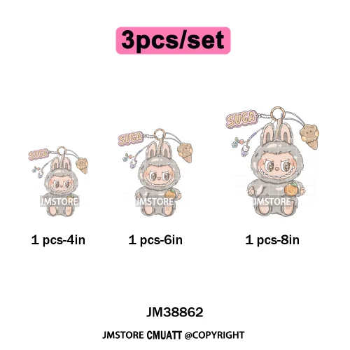 Cartoon Princess Girly Flowers Checkered Doll Characters Iron on DTF Washable Heat Transfer Stickers Ready to Press for Clothing