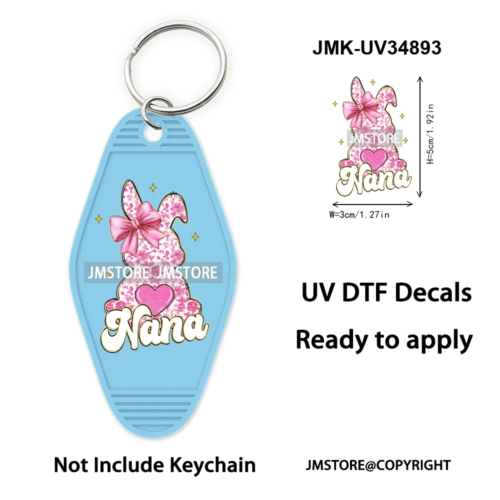 He is Risen Spring Easter Bunny Eggs Custom Logo WaterProof UV DTF Stickers For Motel Hotel Keychain Christian Easter Coquette