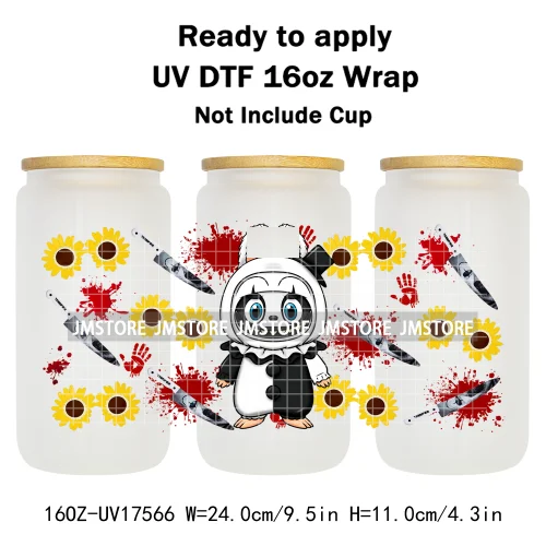 Miniso Cartoon Character Monster Doll 16OZ UV DTF Cup Wraps Ready To Apply Waterproof Transfer Stickers For Libbey Glass Can Mug