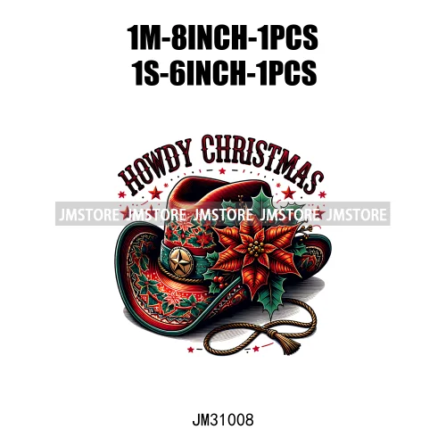 Funny Howdy Christmas Western Cowboy Highland Cow Gingerbread Boots Iron On DTF Transfers Stickers Ready To Press For T-shirts