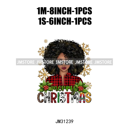 Just a Girl Who Loves Christmas Afro Woman Not Like Us Hip Pop Santa Iron On DTF Transfers Stickers Ready To Press For Hoodies