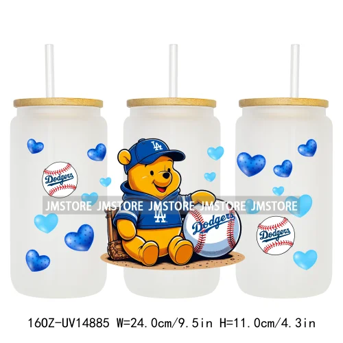 Baseball Sport Cartoon Characters UV DTF Wraps Transfer Sticker Ready To Apply Waterproof Logo For 16OZ Libbey Glass Can Tumbler