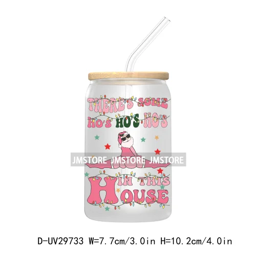 Tis the Season Santa Claus UV DTF Transfer Stickers Decals For Libbey Cold Cups Mugs Tumbler Waterproof Merry Christmas Vibes