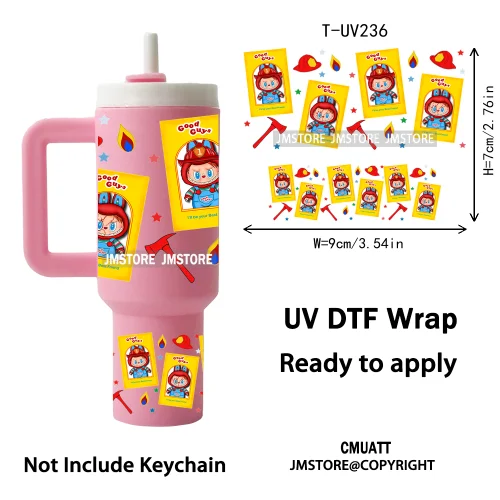 Coquette Bow Cartoon Monsters UV DTF Custom Prints Ready To Apply Transfer Stickers Waterproof Wraps For Mini Tumbler Keychain