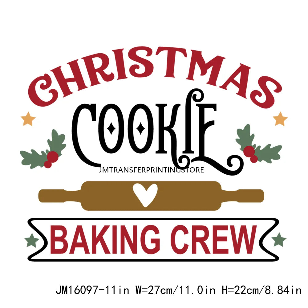 Custom Gingerbread Bakery Holly Jolly Vibes Merry Cookie Christmas Baking Crew Santa's Cookies DTF Transfer Decals For T-Shirt