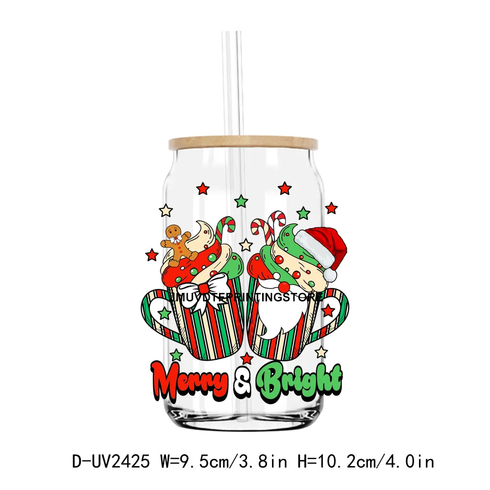 Have Yourself A Very Groovy Christmas UV DTF Transfers Stickers Decals For Libbey Cold Cups Mugs Tumbler Waterproof DIY Craft