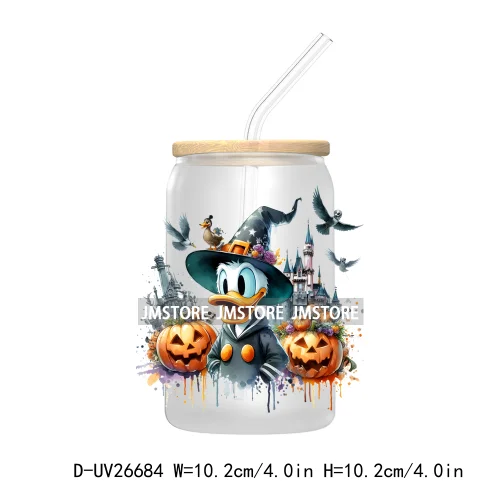 Cartoon Mouse And Friends Halloween Pumpkin UV DTF Transfer Stickers Decals For Libbey Cold Cups Mugs Tumbler Custom Labels Fall