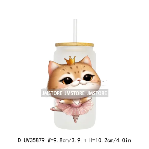 Dancing Cats Kittens Queen UV Sticker Decals For Libbey Cold Cups Mugs Tumbler Transfer Stickers Waterproof High Quality Labels