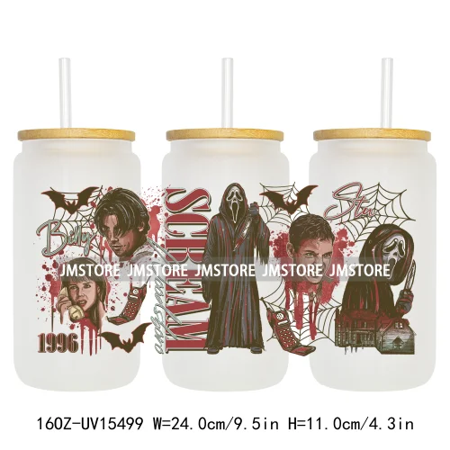 Horror Halloween Killer Friends UV DTF Wraps Transfer Sticker Waterproof Custom High Quality For 16OZ Libbey Glass Can Tumbler