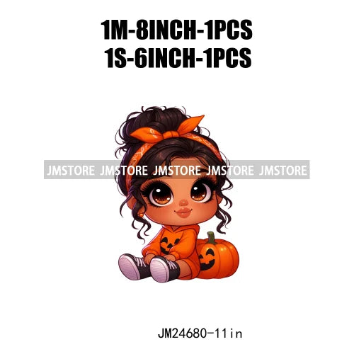 Funny Headband Hispanic Cute Latina Baby Girls Halloween Pumpkin Designs Iron On DTF Heat Press Transfer Stickers For Shirt Bags