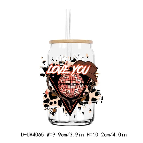 Western Howdy Cowgirl Valentine's Day UV DTF Sticker For 16OZ Libbey Glass Cup Can Wrap Transfer Sticker Custom Labels DIY Logo