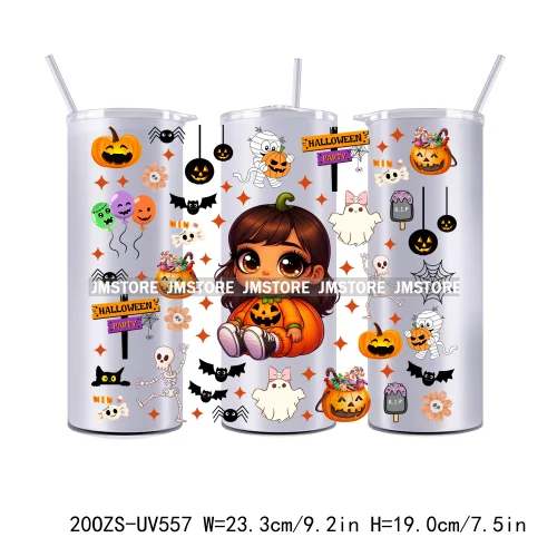 Latina Baby Halloween Pumpkin 20OZ Straight Skinny Tumbler Wrap UV DTF Cup Wraps Custom Labels Transfer Sticker Waterproof Logo