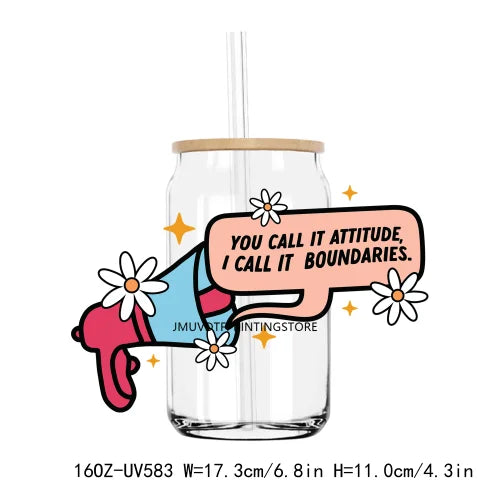 Positive Affirmations 16OZ UV DTF Cup Wrap Transfers Stickers Custom Labels DIY Durable Waterproof Logo For Libbey Glass Can