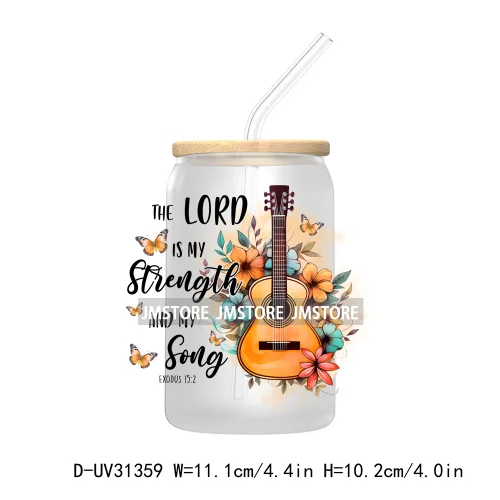 Christian Faith God Blessed Sunflowers Butterfly UV Sticker Decals For Libbey Cold Cup Mug Tumbler Transfer Stickers Bible Verse