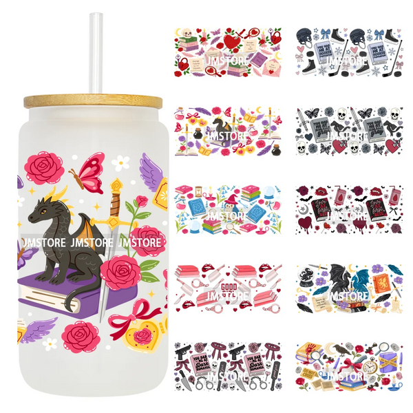 Romance Bookclub Bookish Candle UV DTF Cup Wrap Ready To Apply Transfer Stickers Durable 16OZ Tumbler Wraps For Libbey Glass Can