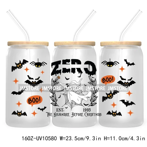 Horror Princess Halloween 16OZ UV DTF Cup Wrap Transfer Stickers Movie Killers Custom Labels For Libbey Glass Can Trick Or Treat