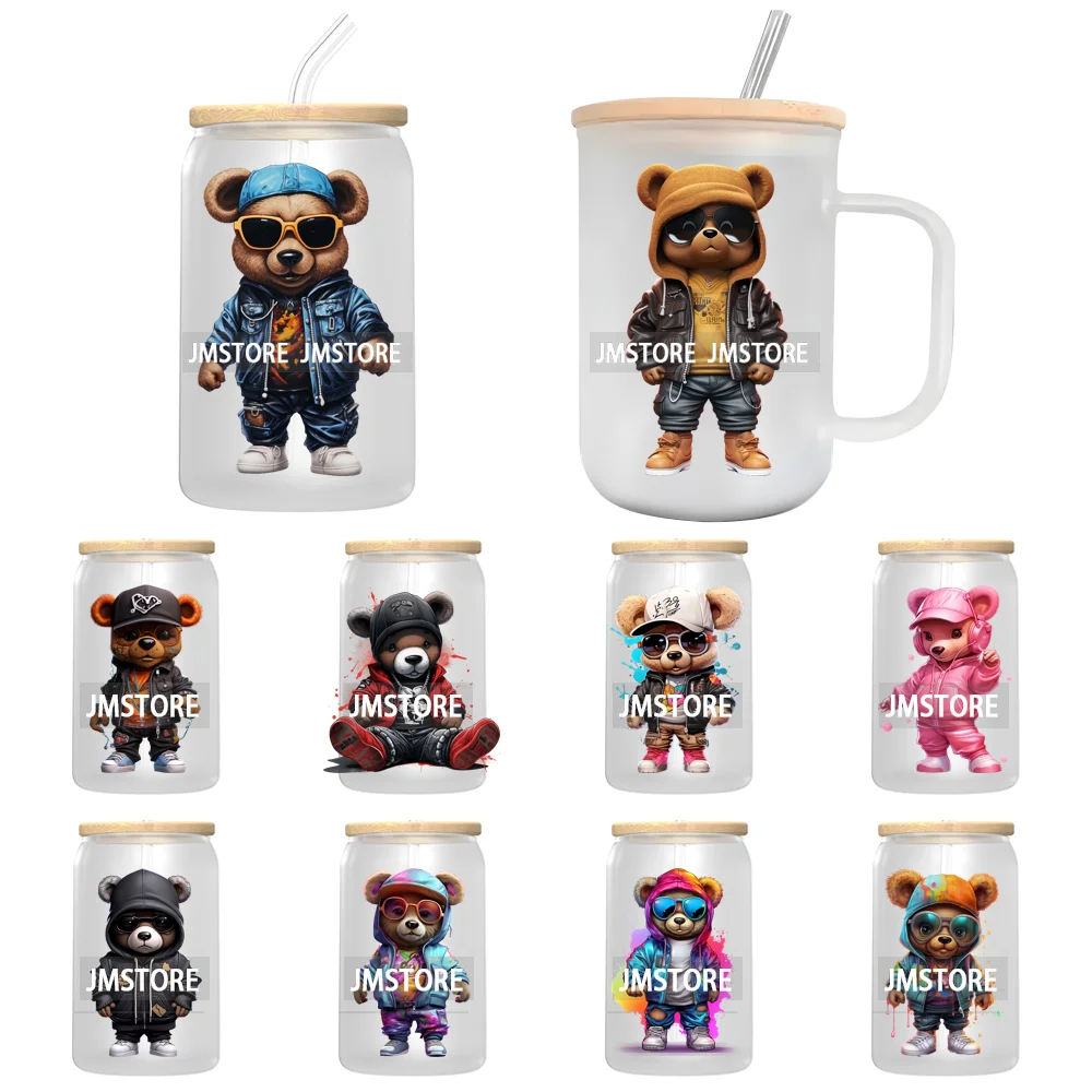 Hip Hop Urban Graffiti Teddy Bear UV DTF Transfer Stickers Decals For Libbey Cold Cups Mugs Tumbler Waterproof Trendy Bears Doll