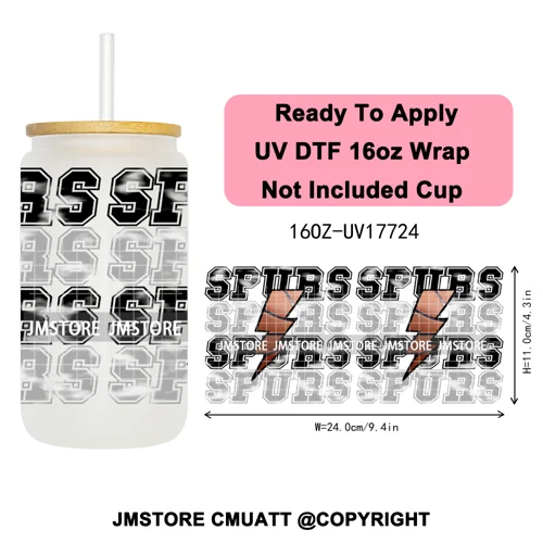 Faux Glitter American Football Game Day UV DTF Cup Wrap Ready To Apply Transfer Stickers 16OZ Tumbler Wraps For Libbey Glass Can