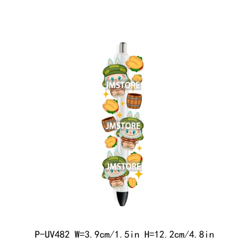 Cute Cartoon Monsters Character Kids UV DTF Pen Wraps Ready To Apply Transfer Stickers Waterproof Prints Durable Custom Labels