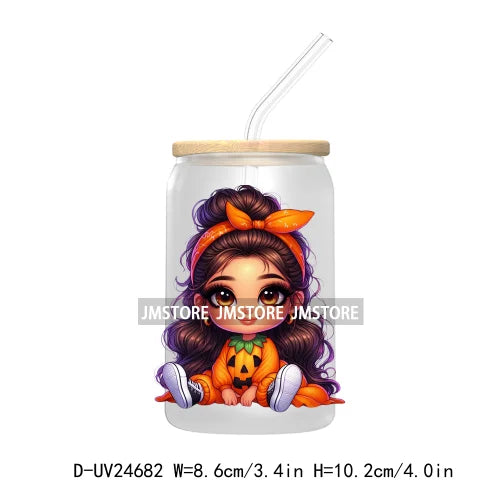 Halloween Latina Princess UV DTF Transfer Stickers Decals For Libbey Cold Cups Mugs Tumbler Custom Waterproof DIY Labels Pumpkin