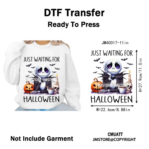 Halloween Horror Party Cartoon Friends Nightmare Spooky Vibes Iron on DTF Washable Transfers Stickers Ready to Press for Clothes