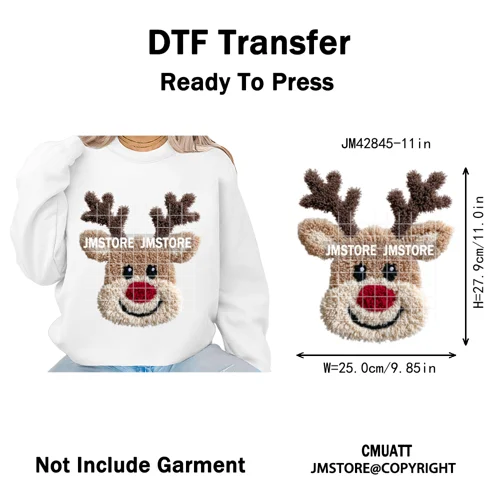 Faux Yarn Christmas Tree Cake Knitting Holiday Xmas Festive Iron on DTF Washable Transfers Stickers Ready to Press for T-shirts