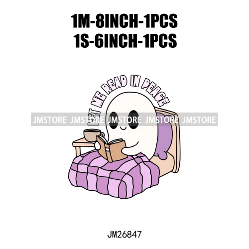 Hot Cute Spooky Ghouls Boo Read Club Bookish Halloween DTF Printing Iron On Transfer Stickers Ready To Press For Hoodies Bags