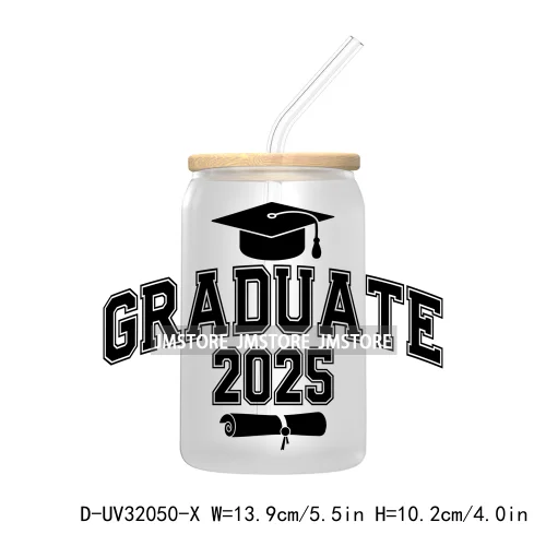 Coquette Bow Senior 2025 Western Grad Squad UV DTF Transfer Stickers Decals For Libbey Cold Cups Mugs Tumbler Waterproof Logo