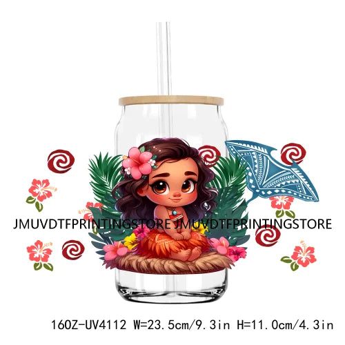 Mexican Lady With Rose Religious 16OZ UV DTF Cup Wrap Transfer Sticker Custom Label Durable Waterproof Logo For Libbey Glass Can