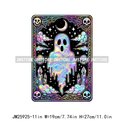 Spooky Horror Halloween Designs Killer King Ghost Death Tarot Card DTF Iron On Transfer Stickers Ready To Press For T-shirt Bags