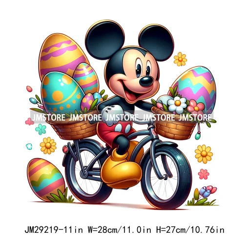 Cartoon Easter Mouse Egg Flowers Iron On DTF Transfers Stickers Ready To Press For Sweatshirt Bags