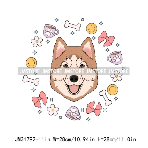 Funny Love Animal Puppy Pet Dogs Cocoa Flower Coquette Design Iron On DTF Transfers Stickers Ready To Press For Sweatshirts Bags