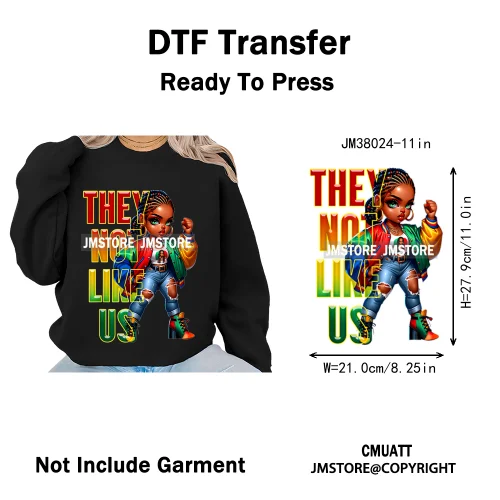 Juneteenth Vibes Black History They Not Like Us Black Queen Washable Iron on DTF Transfers Stickers Ready to Press for Clothing