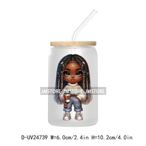 Cute Little Black Boy Girl UV DTF Transfer Stickers Decals For Libbey Cold Cups Mugs Tumbler Waterproof DIY Craft Cool Afro Kids