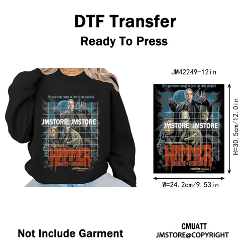 Funny Halftone Movie Series Killer Halloween Spooky Season Iron on DTF Washable Transfers Stickers Ready to Press for T-shirts